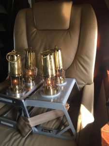 miners lamps on a plane